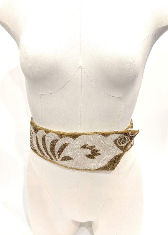 RARE! Christian Dior Hand Beaded Belt Art Deco Fea