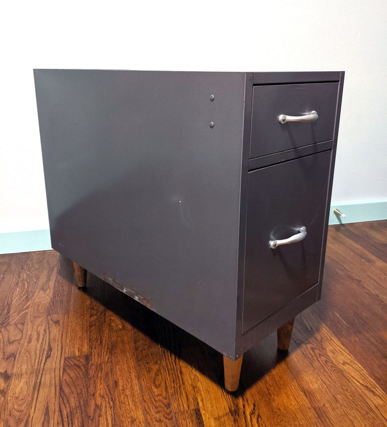 Industrial Metal Filing MCM Mid Century Modern Wood Etsy