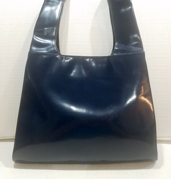 navy blue patent handbags