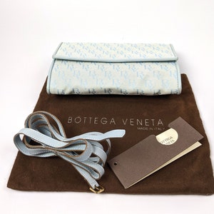 MINT 90s Bottega Veneta Crossbody or Fanny Pack Bag Pastel Blue BV Leather Vintage image 8