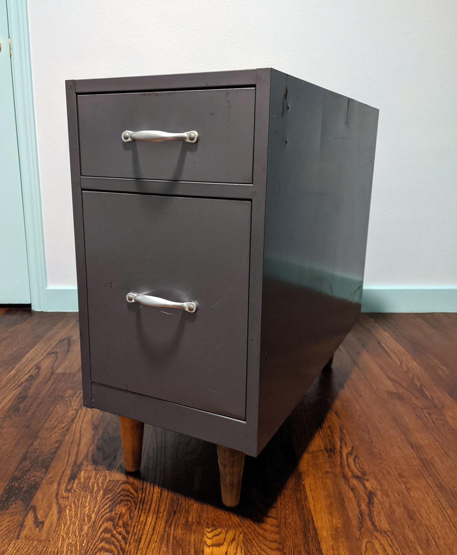 Industrial Metal Filing MCM Mid Century Modern Wood Etsy