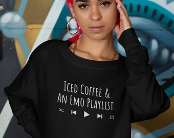 Emo Musik-Shirt, älterer Emo Hoodie, Emo Playlist Sweatshirt, Rentner Emo Kid, Millennial Emo Rundhalsausschnitt, ehemaliger Skater Kid, Goth Pop Punk