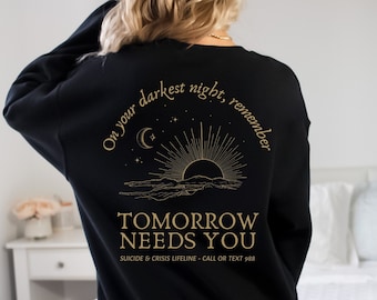 988 Sudadera You Matter Camisa Depresión Camisa Suicidio Conciencia 988 Camisa Eres suficiente Camisa Salud mental Sudadera con capucha Sé amable con tu mente