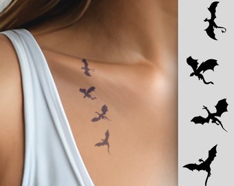 Dragons | Semi-Permanent Tattoo Plant Based Temporary Tattoo Temporary Tattoos Cosplay Halloween Costume Book Club Bookish Gifts Bookish Mer