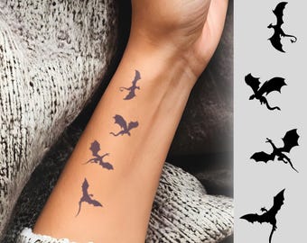 Dragons | Semi-Permanent Tattoo Plant Based Temporary Tattoo Temporary Tattoos Cosplay Halloween Costume Book Club Bookish Gifts Bookish Mer