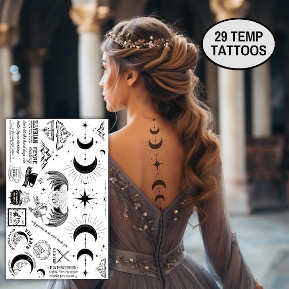 ACOTAR Temporary Tattoos ACOTAR Gifts Velaris Valkyrie ACOTAR Merch Rhysand Feyre Sarah J Maas Acosf Sjm Merch Acotar Art Throne of Glass