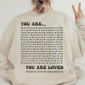 988 Sweatshirt Mentale Gesundheit Sweatshirt Sie sind genug Shirt Suizidbewusstsein Suizidprävention Be Art to Your Mind Depression Shirt