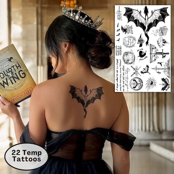 Fourth Wing Temporary Tattoos Basgiath Iron Flame Fourth Wing Merch Fourth Wing Sticker Fourth Wing Decor Bookshelf Decor Violet Sorrengail