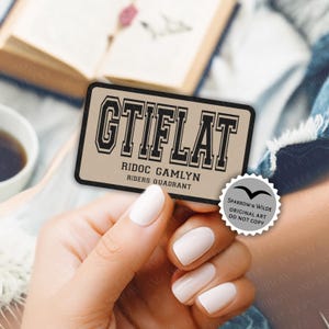 May include: A rectangular sticker featuring the text "GTIFLAT" in bold, black, block letters. Beneath, smaller text reads "RIDOC GAMLYN RIDERS QUADRANT." A circular logo with a bird and the text "SPARROW & WILDE ORIGINAL ART DO NOT COPY" is in the lower right corner.
