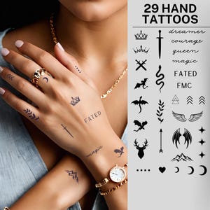 Romantasy Hand Semi-Permanent Tattoos | Plant Based Temporary Tattoos Temporary Tattoos Fake Tattoo Realistic Tattoo