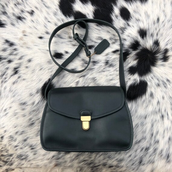 Vintage Crossbody Coach Leather Handbag - Blue/Bla