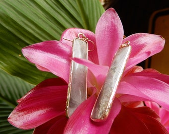 NEW IN! Labradorite stone vertical bar pendant gold filled hook earrings