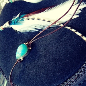 NEW IN! Leather cord wrap turquoise stone wrap southwestern style bracelet