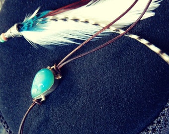 NEW IN! Leather cord wrap turquoise stone wrap southwestern style bracelet
