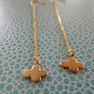 Delicate gold plated cloud threader chain hook earrings