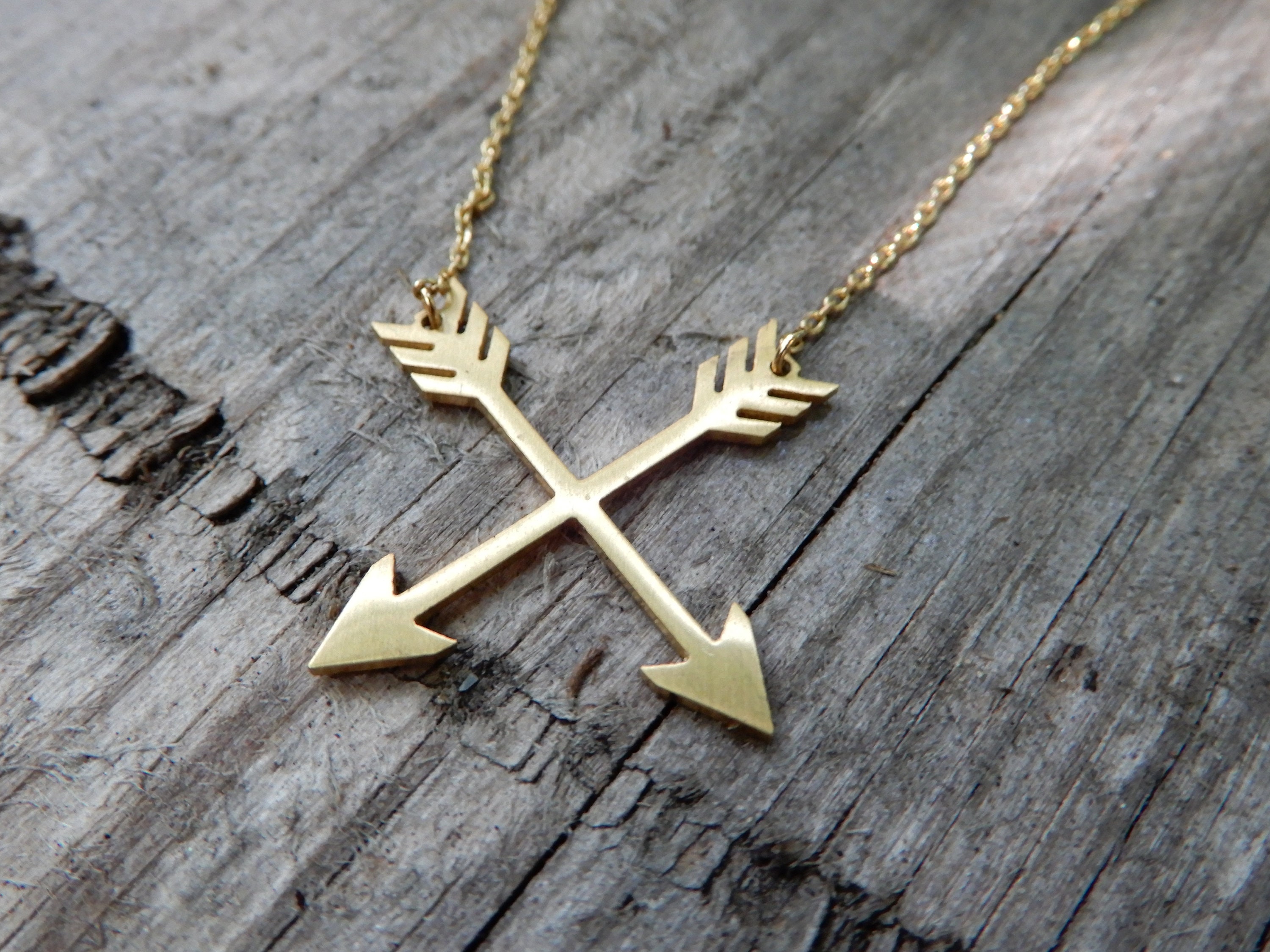 Dainty Brushed 24kt Gold Plated Arrow Pendant Charm Layering Necklace ...