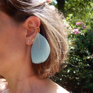 NEW! CZ gold plated sparkly ear cuff delicate feather earring