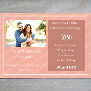 Marketing-Vorlage für Fotografen | Familie Mini Sitzungsvorlage | 5 x 7 Postkarte | Mini-Session Flyer für Porträt-Fotografen