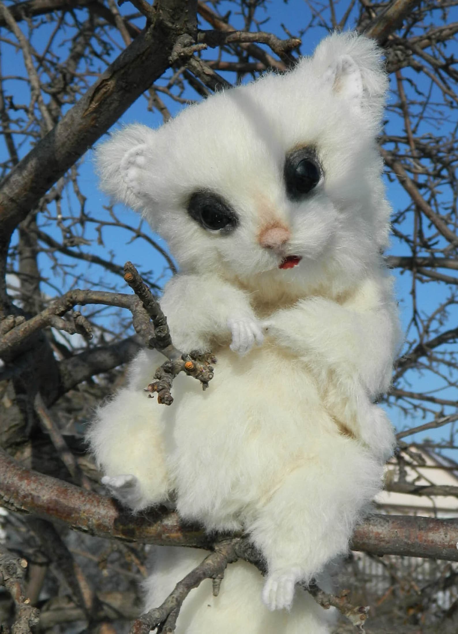White flying squirrel toy with weighting movable toy Teddy Etsy
