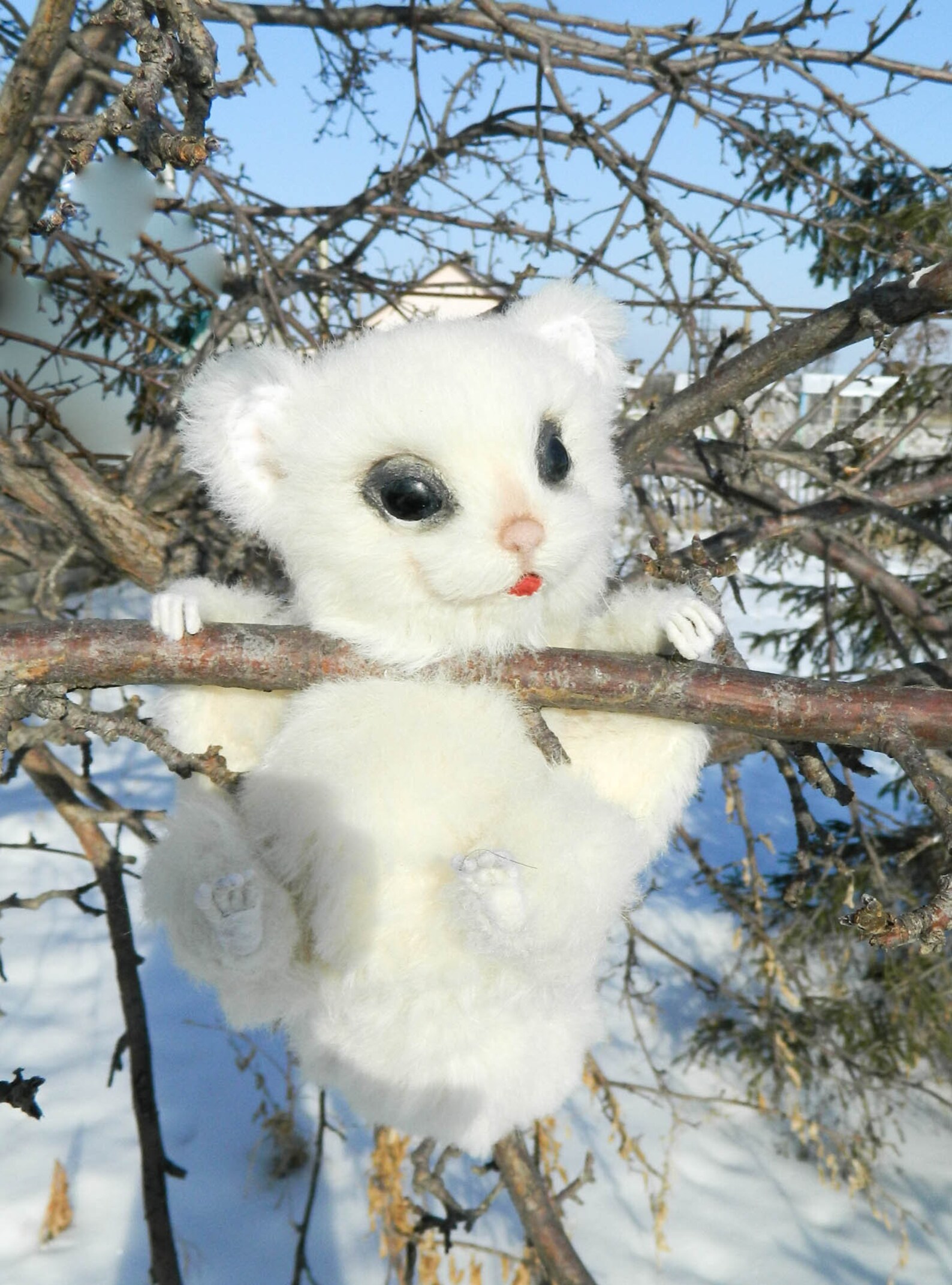 White flying squirrel toy with weighting movable toy Teddy Etsy