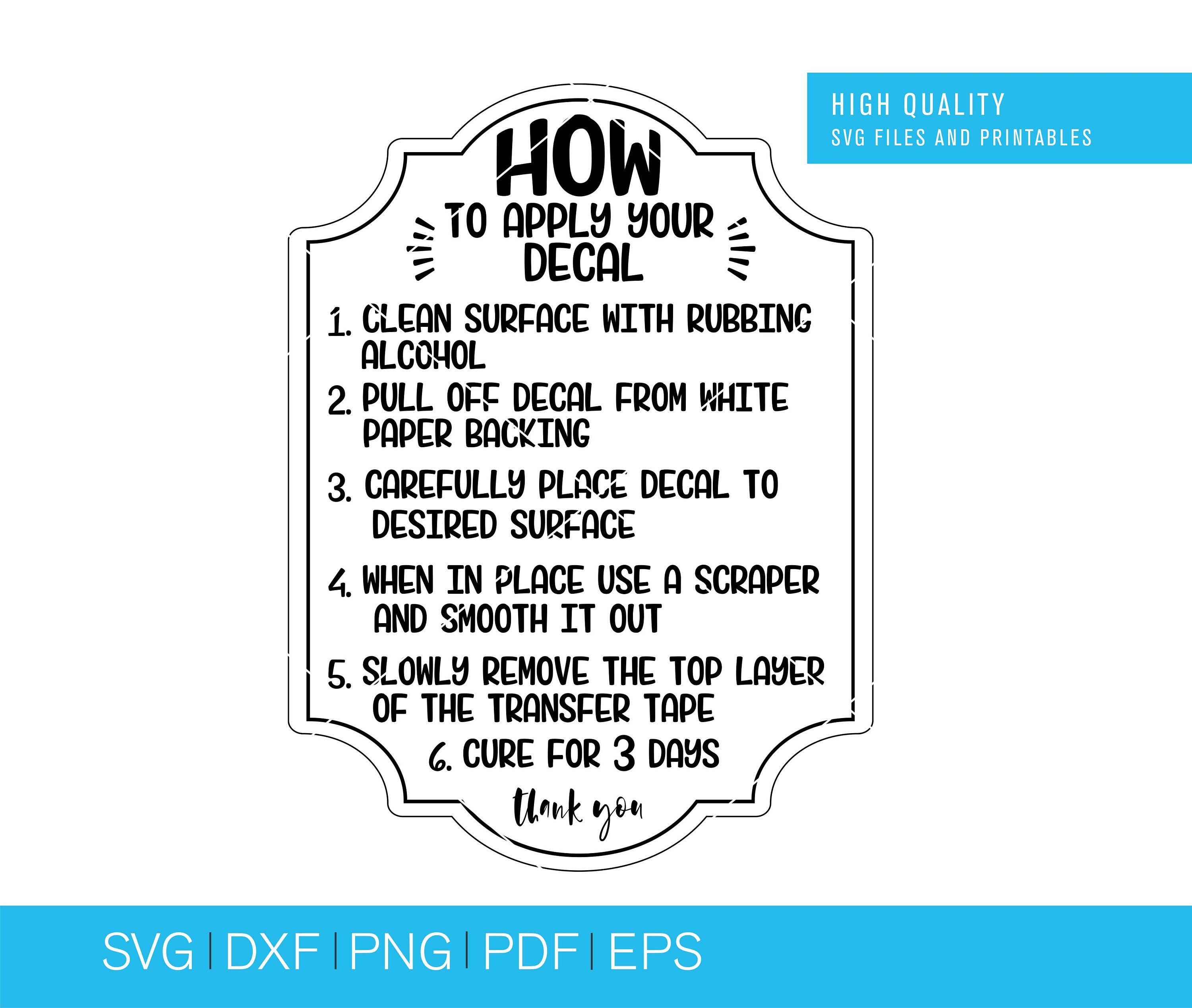 Apply Decal SVG HTV Wash Instructions Decal Application Etsy