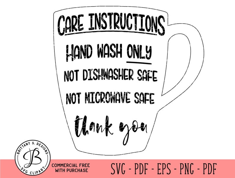 Download Mug Care Instructions care card svg Care card Cut file | Etsy