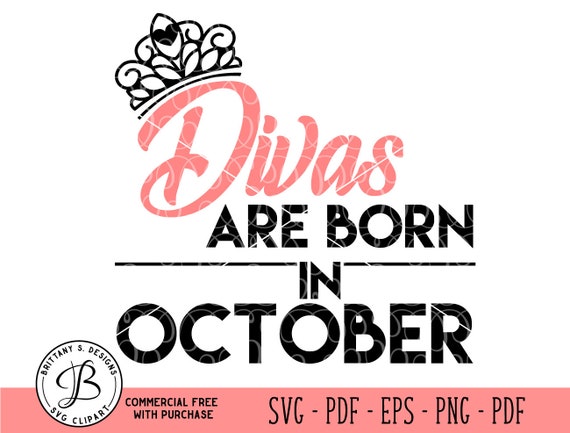 Download October SVG Birthday SVG Birthday cut file October Diva | Etsy