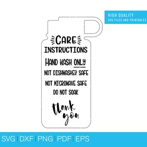 Care instructions, Care card svg, Washing instructions, Cup care card, svg files for cricut image 1