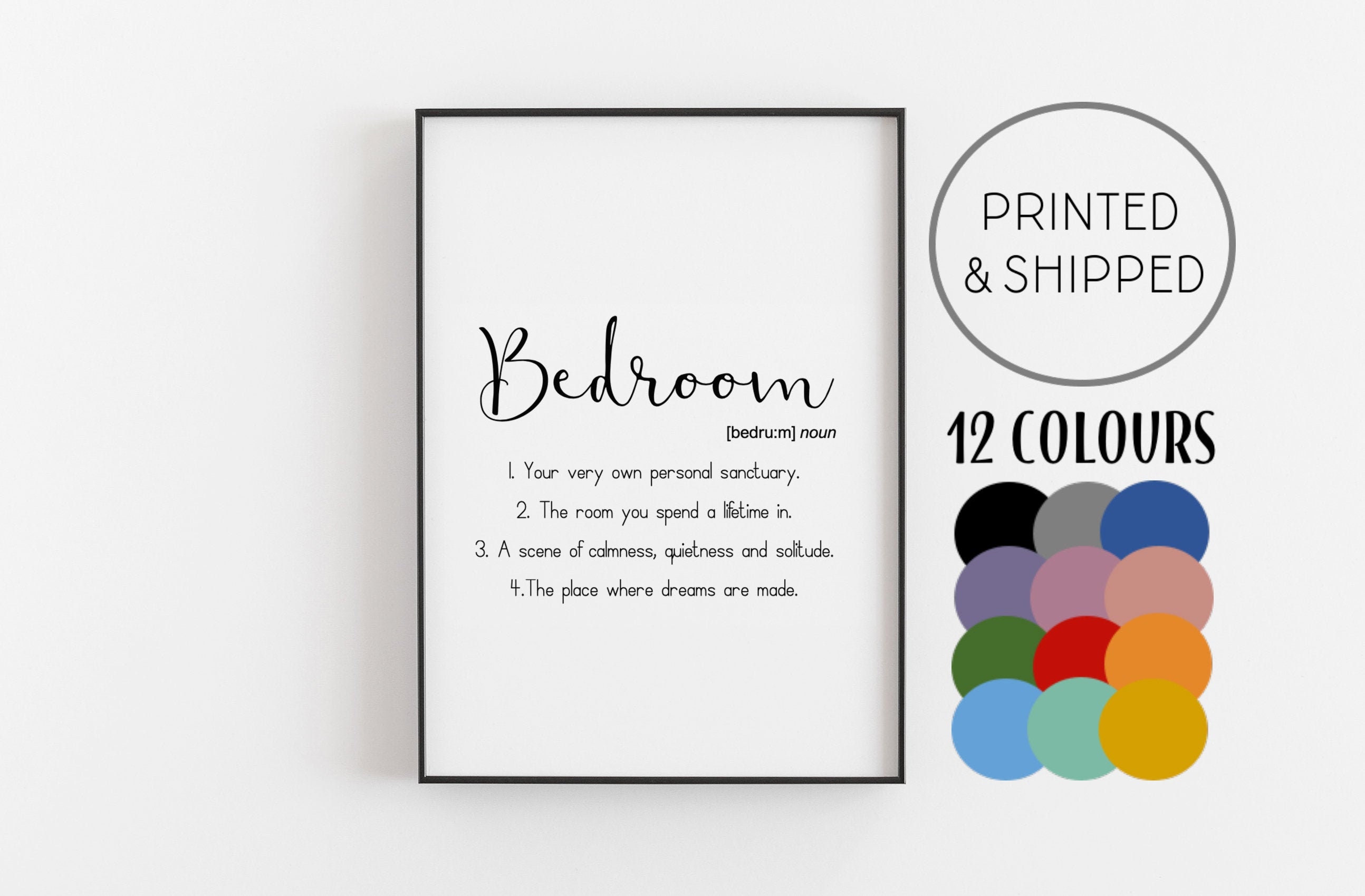 Bedroom Definition Print Bedroom Prints Bedroom Wall Art Etsy UK