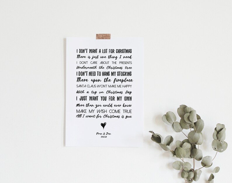 All I Want for Christmas is You Print Christmas Song Lyric | Etsy UK