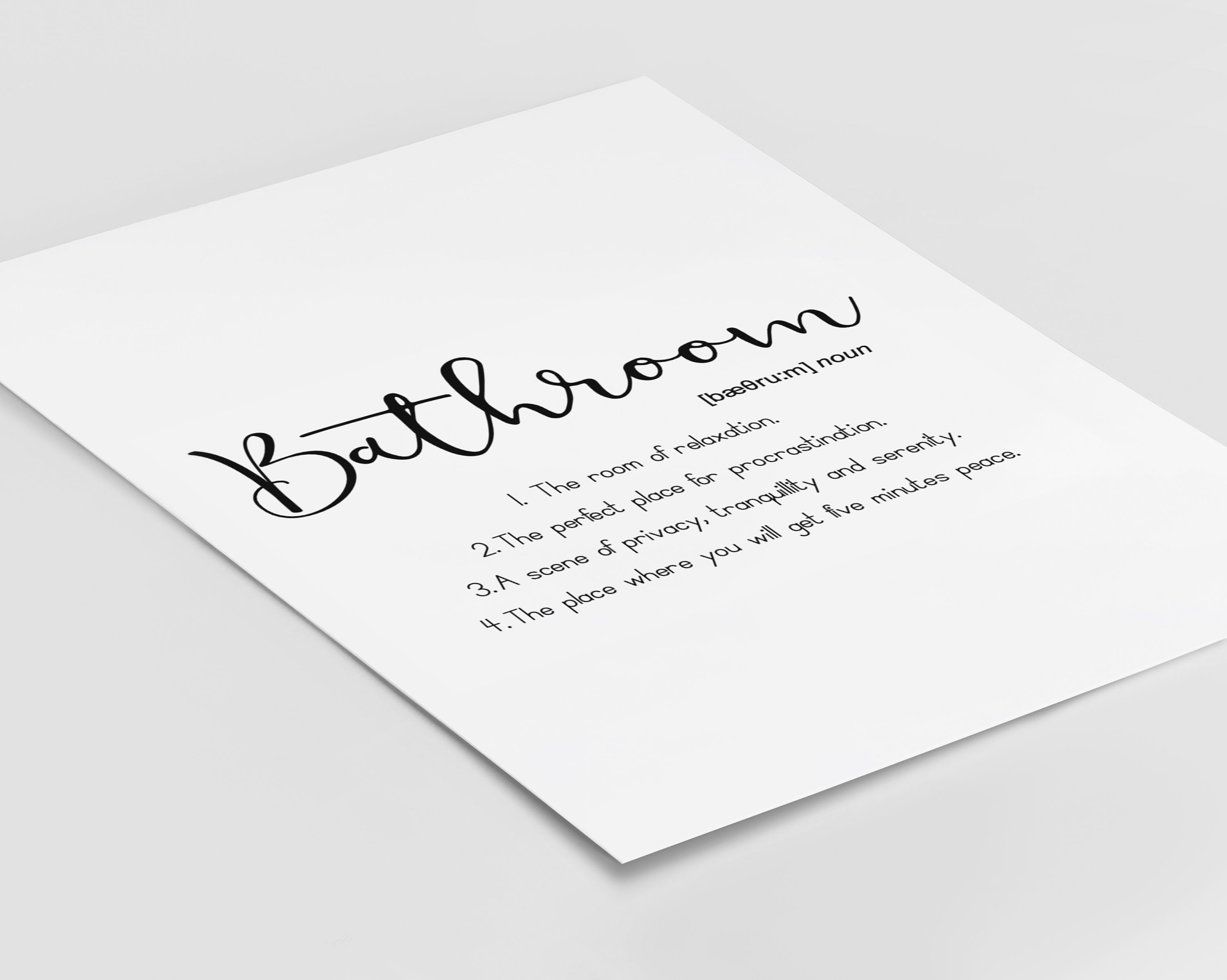 Bathroom Definition Print Bathroom Prints Bathroom Wall Art Etsy UK