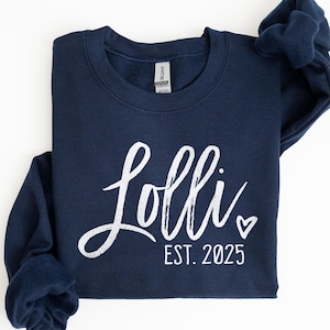 Lolli Sweatshirt, Lolli Est 2025, Custom Grandma Sweater, Gift For Lolli To Be, Personalized Pregnancy Announcement, Unisex Sweatshirt