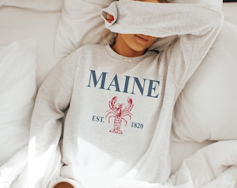 Vintage Maine Lobster Sweatshirt, Retro Crewneck Pullover