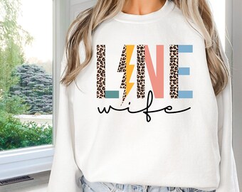 Lineman Wife Sweatshirt, LineWife Sweatshirt, Leopard Lineman Sweatshirt, LineWife Gift, Journeyman Linemen, Unisex Crewneck Sweatshirt