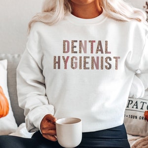 Dental Hygienist Gift | Leopard Print Sweatshirt | RDH | DH | Dental Hygiene School Student | Oral Health | Unisex Crewneck Sweatshirt