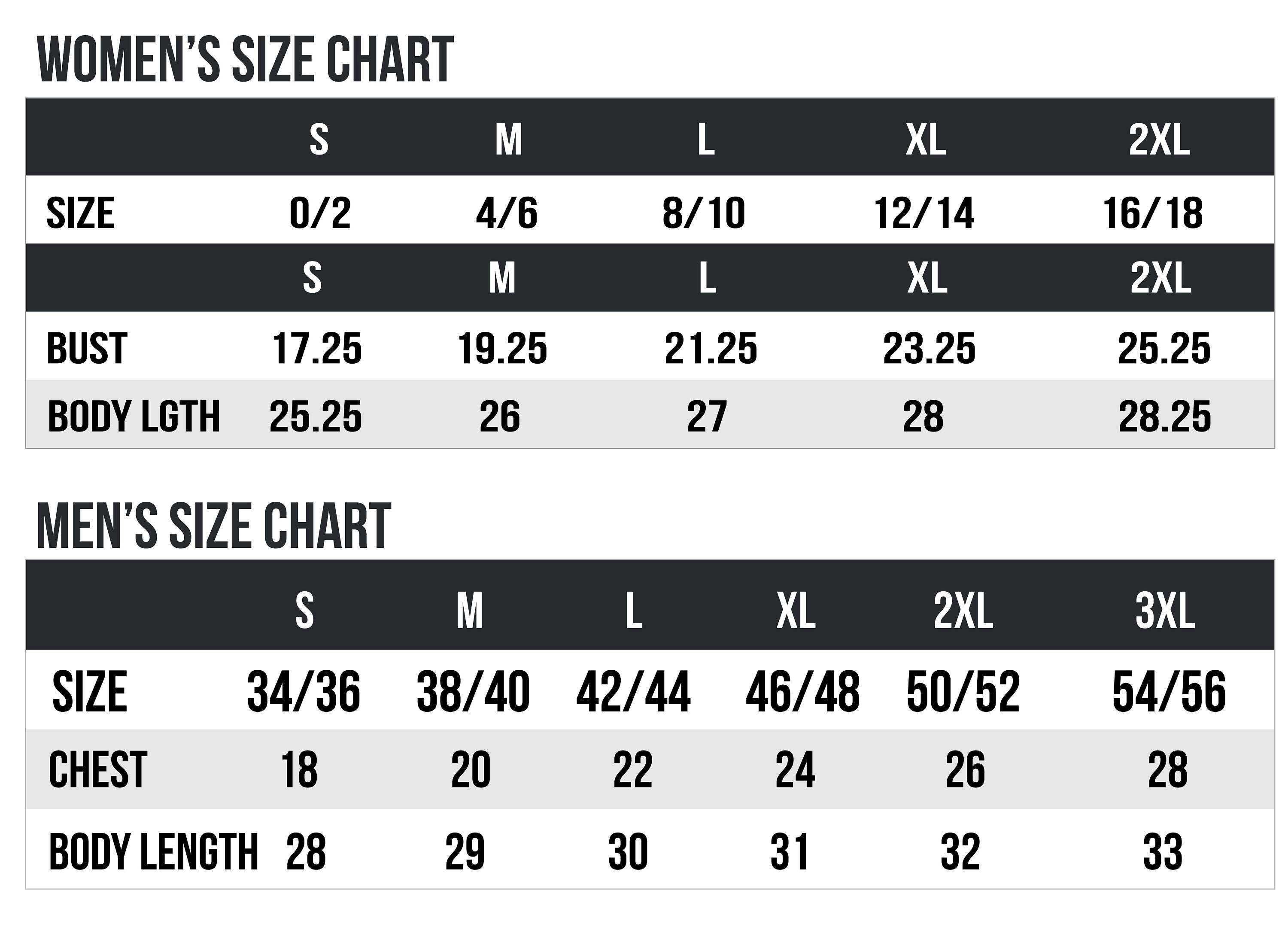 Protest Size Chart