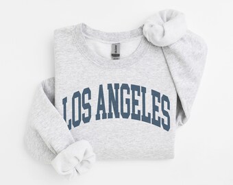 Los Angeles City Sweatshirt, California Pullover, Vintage Varsity Aesthetic, Trendy Travel Destination Gift, Unisex Crewneck Sweatshirt