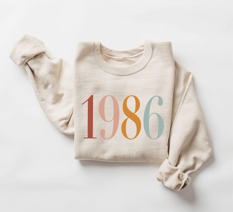 Custom Birth Year Sweatshirt, Personalized Birthday Gift, 1986 Sweater