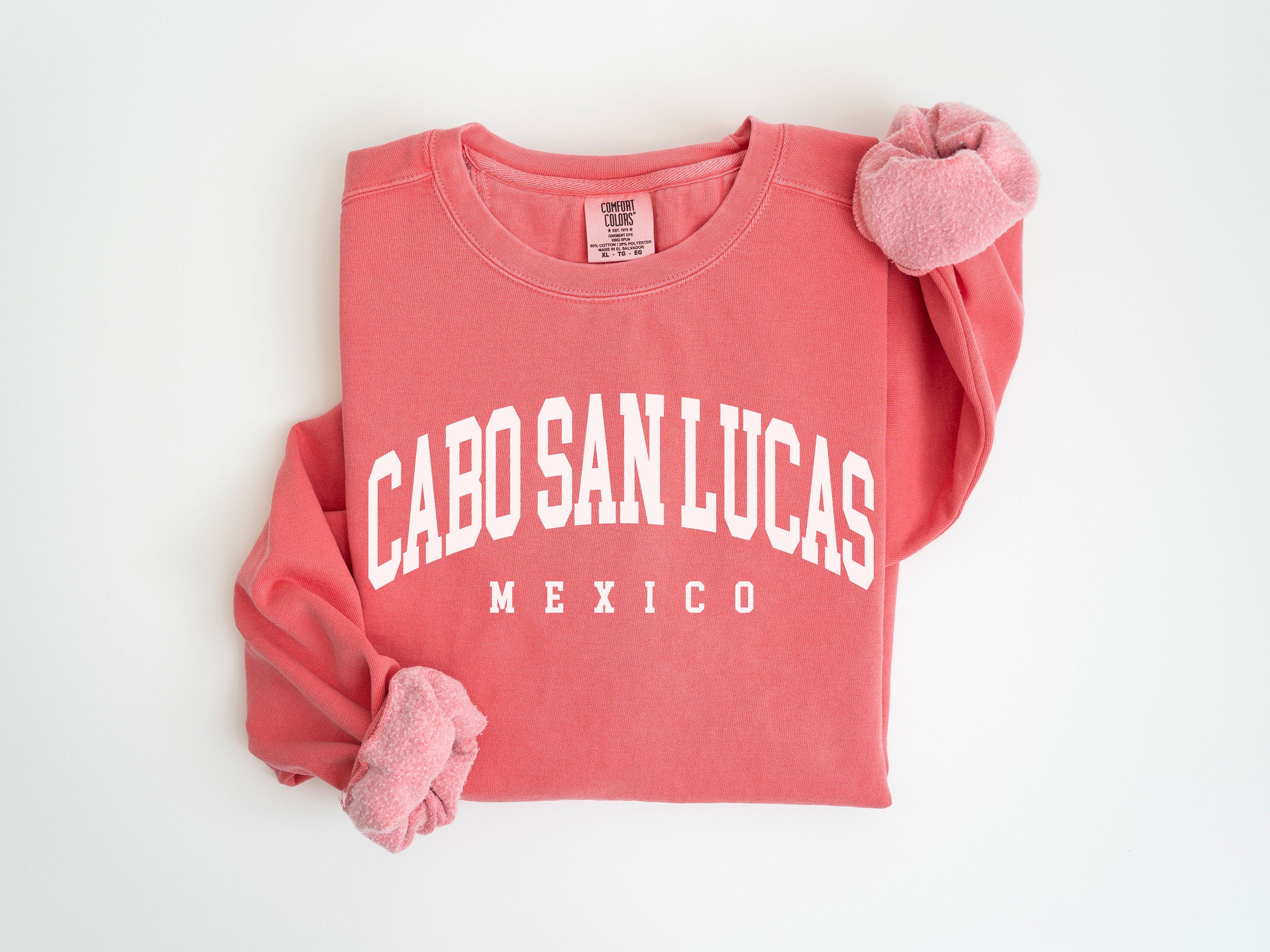Comfort Colors® Cabo San Lucas Shirt, Mexico Vintage Varsity Aesthetic, Trendy Travel Destination Gift, Unisex Garment-Dyed Sweatshirt