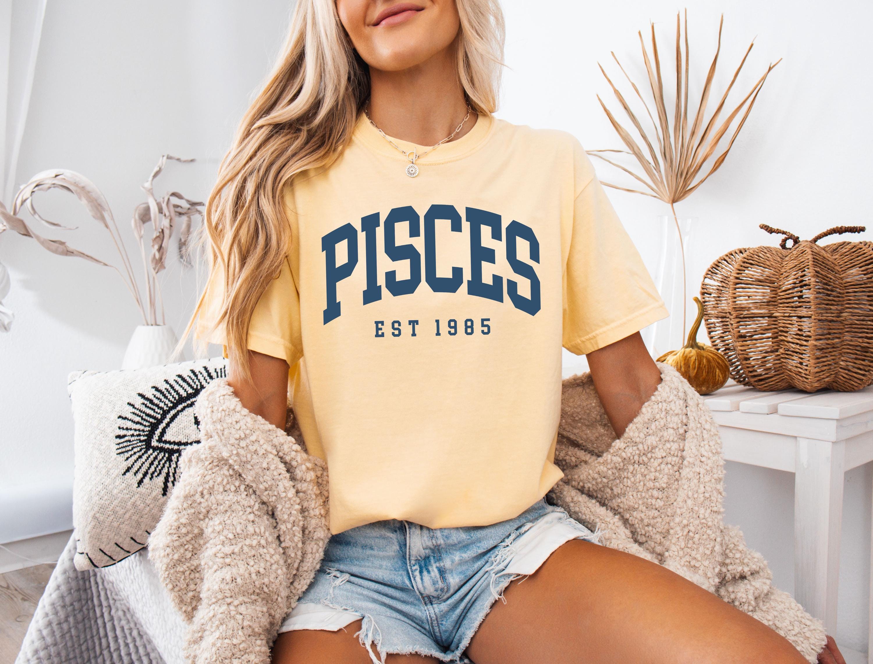 Comfort Colors® Custom Pisces Minimalist Shirt, Pisces est 1985, Gift For Pisces, Zodiac Astrology Horoscope, Garment-Dyed Unisex T-Shirt