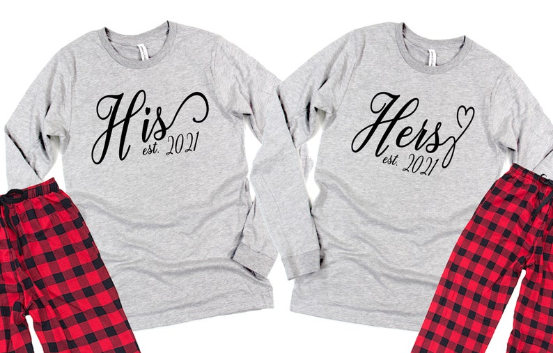 His and Hers Matching Christmas Pajamas Personalized Wedding | Etsy
