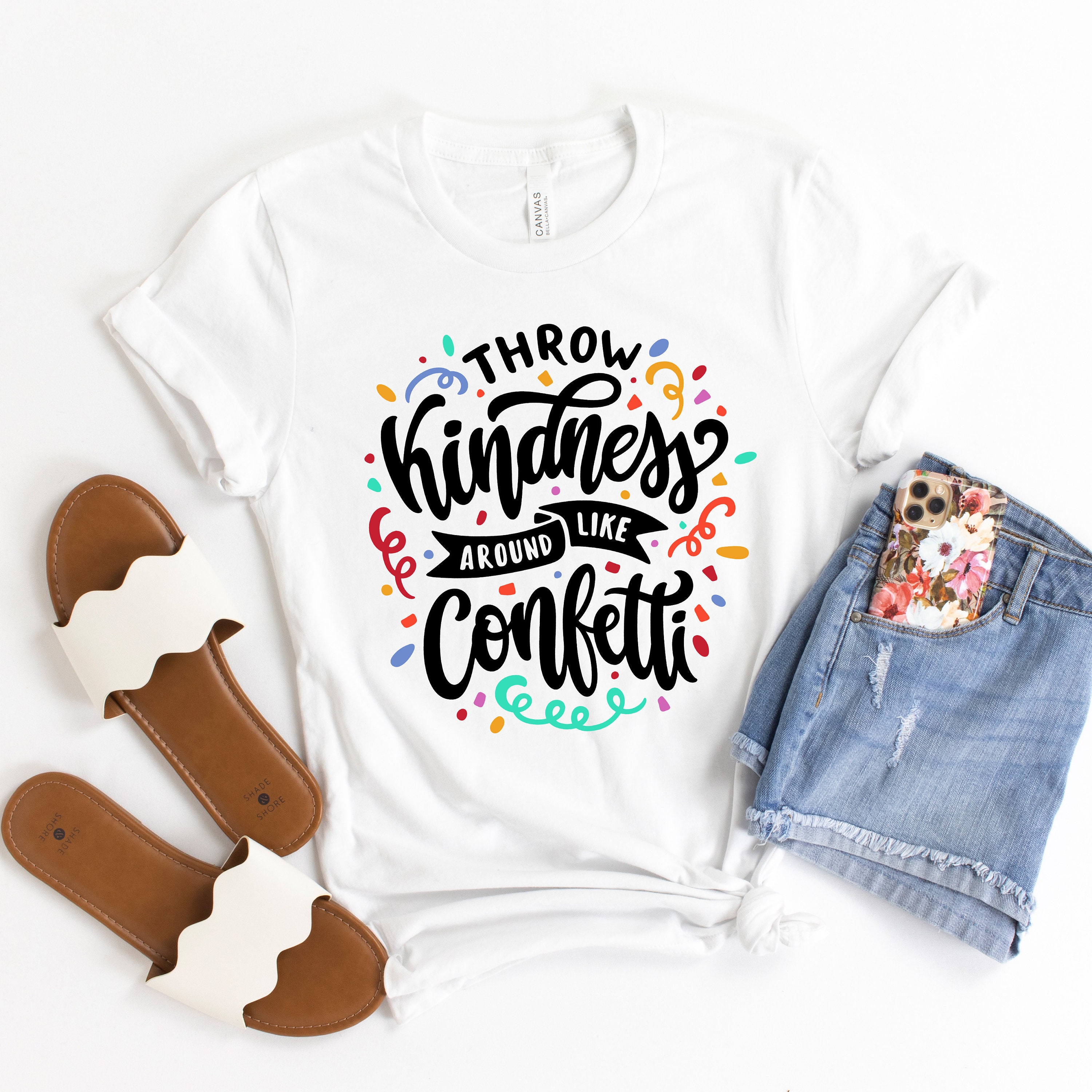 Teacher Shirts - Throw Kindness Around Like Confetti - Mom Gift - Gifts For Teachers - Wife Present - Unisex Graphic Tee