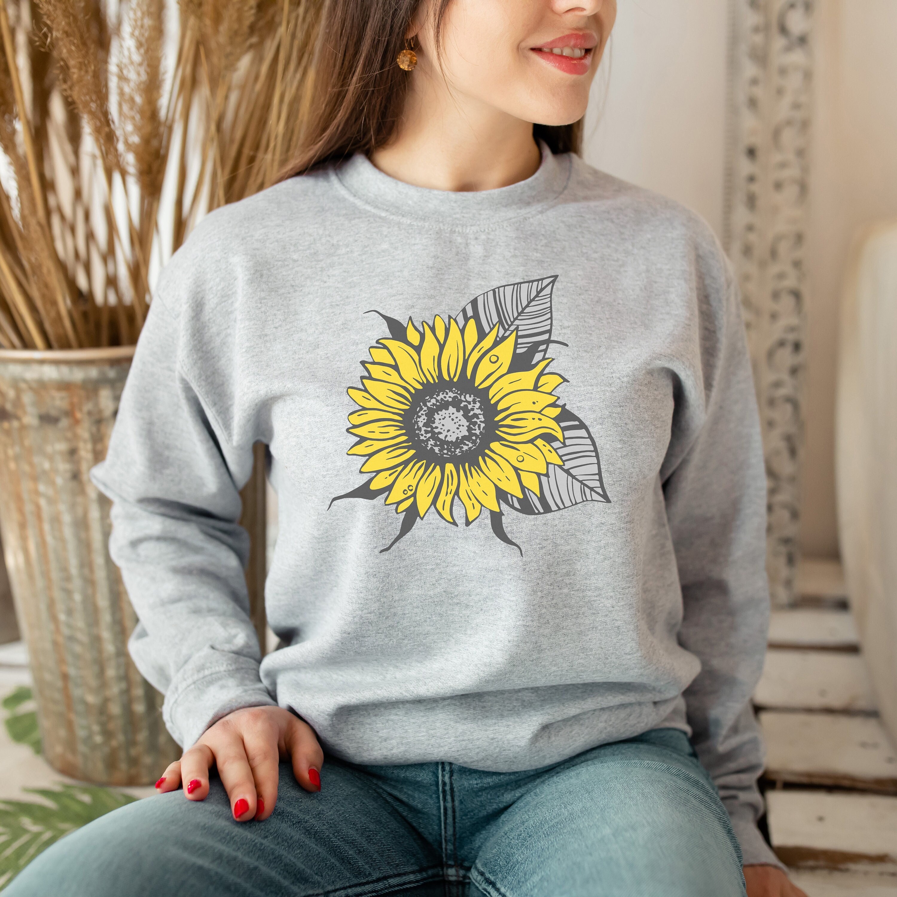 Sunflower Sweatshirt Rustic Sunflower 