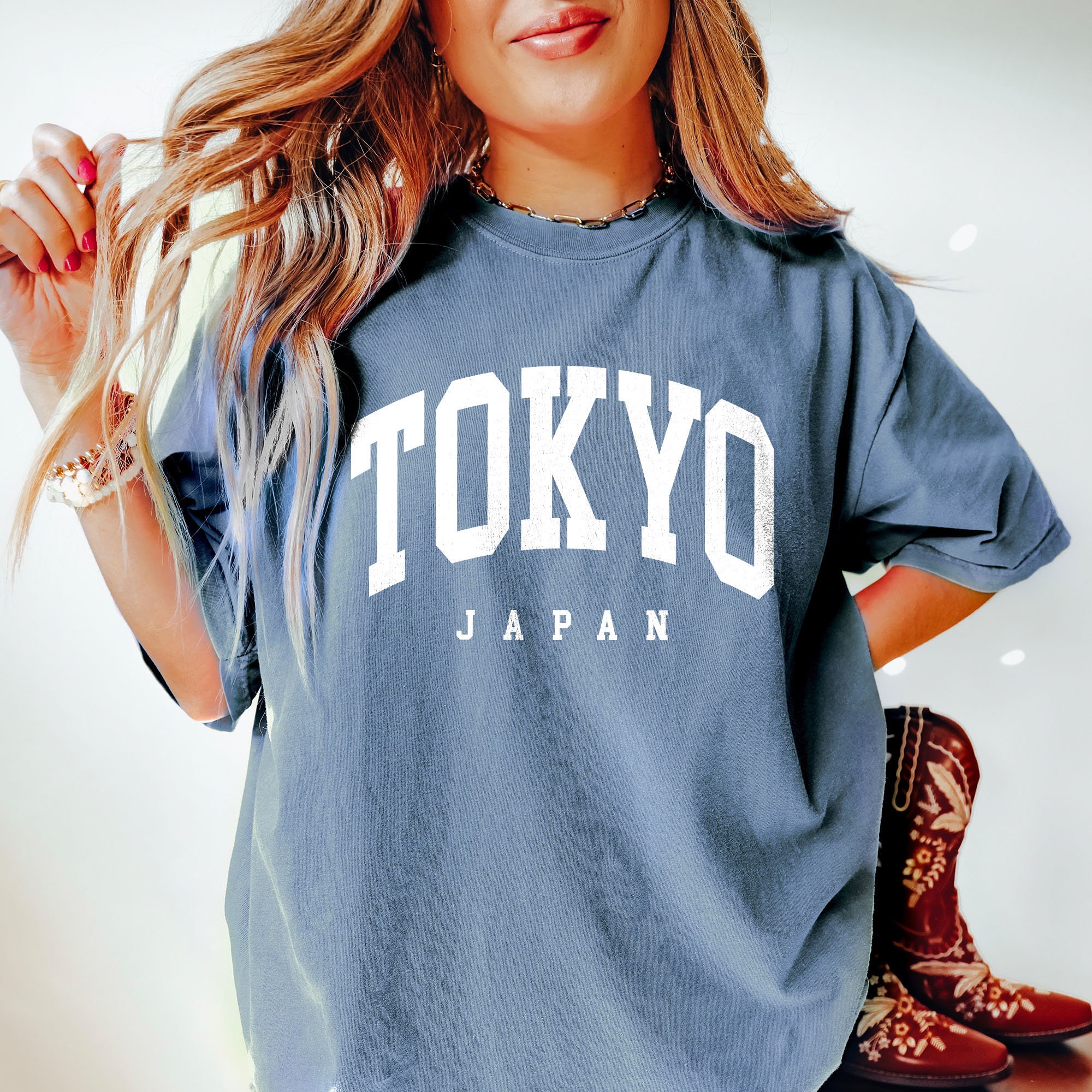 Comfort Colors® Tokyo Shirt, Japan Vintage Varsity Aesthetic, Trendy Travel Destination Gift, Unisex Garment-Dyed T-shirt