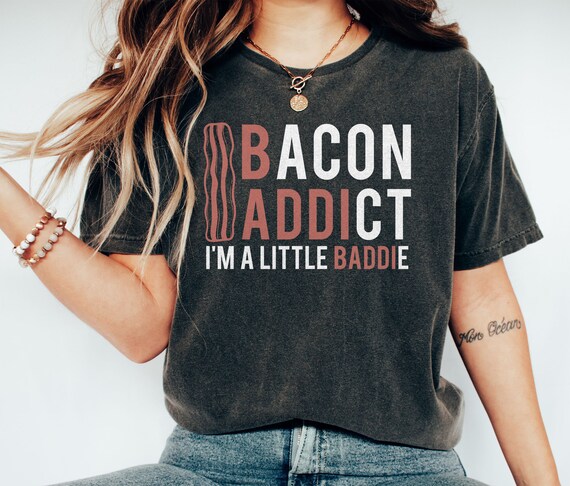  Funny bacon hair don't really care design for girl gamers  T-Shirt : Clothing, Shoes & Jewelry