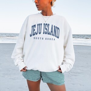 Jeju Island Sweatshirt, South Korea Pullover, Vintage Varsity Aesthetic, Trendy Travel Destination Gift, Unisex Crewneck Sweatshirt
