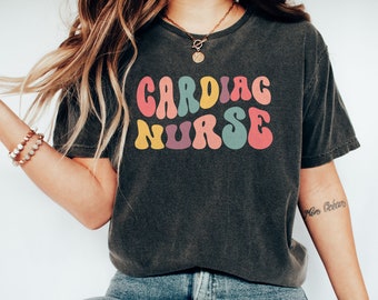 Cardiac Nurse Shirt, Retro Groovy Cardiology Cardiovascular Nurse, Nursing School Graduation Gift, RN Registered Nurse, Unisex Graphic Tee
