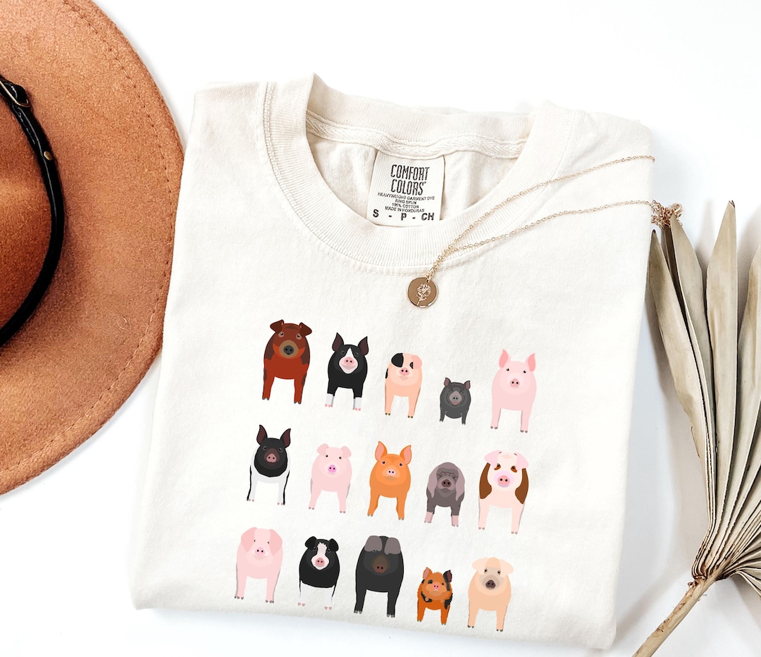 Comfort Colors® Pig Shirt, Cute Pig Breeds Farm Animal Shirt, Show Mama ...