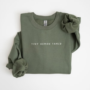 Tiny Human Tamer Sweatshirt, Daycare Teacher Gift, Day Care Provider, Preschool Teacher, Minimalist Aesthetic, Unisex Crewneck Sweater