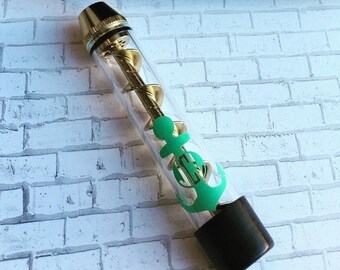 Personalized Glass Pipe, Custom Monogram Anchor Decal, Portable, Rubber Cap, Cleaning Brushes and Filters, Tobacco Use